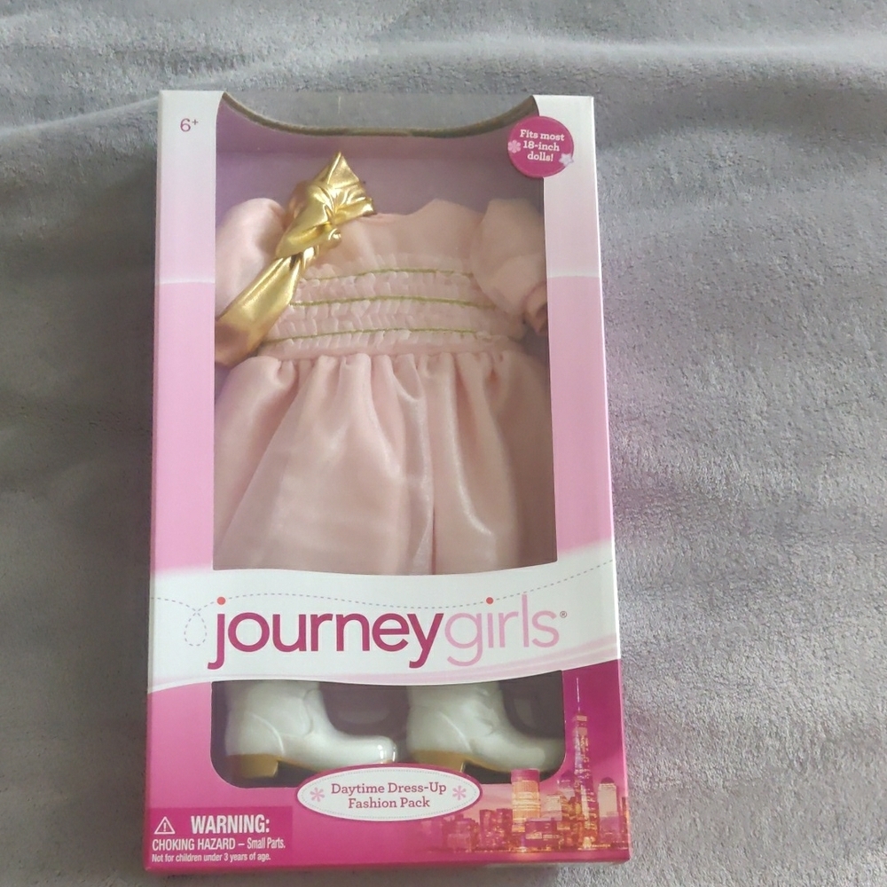 New! Journey girls Light Pink Dress Set for Dolls with Yellow Bow